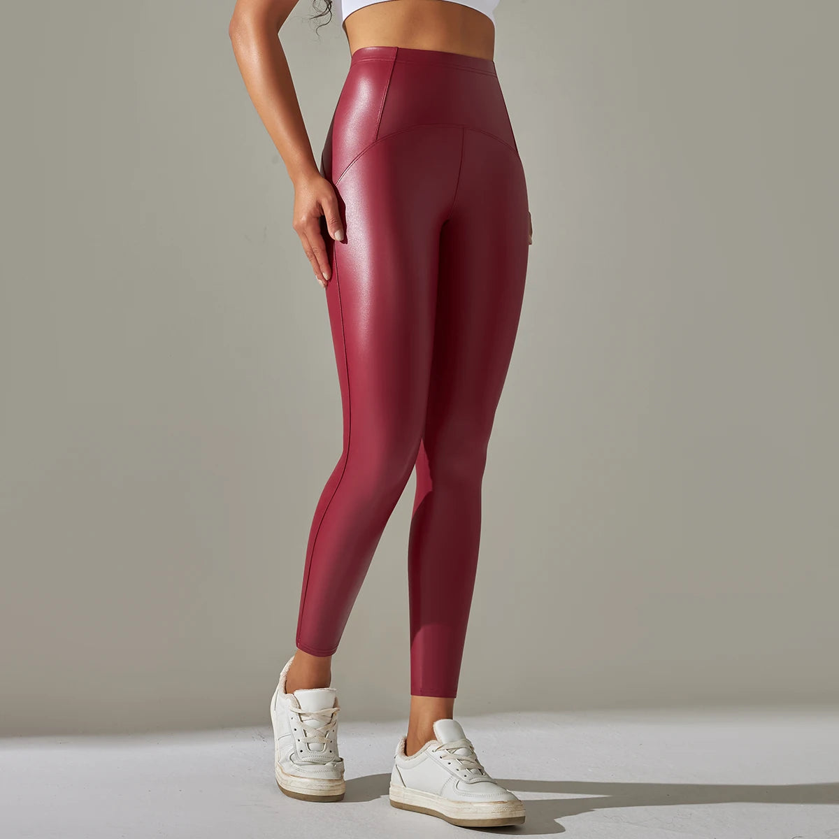6 Color Autumn Winter Thin Velvet PU Leather Leggings Women High Elastic Waist Trousers Sexy Slimming Pants