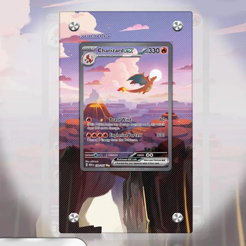 Ladrillo Expositor de Cartas de Arte Extendido Pokémon – Soporte de Exhibición de Ilustraciones de Cartas Coleccionables de la Colección Charizard para Coleccionistas y Regalos de Cumpleaños (Carta No Incluida)