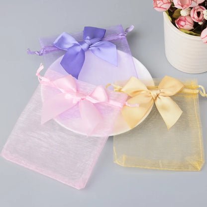 10/20/50PCS Organza Drawstring Gift Bags with Bow – Jewelry, Candy & Party Favor Pouches for Weddings, Christmas & Special Events