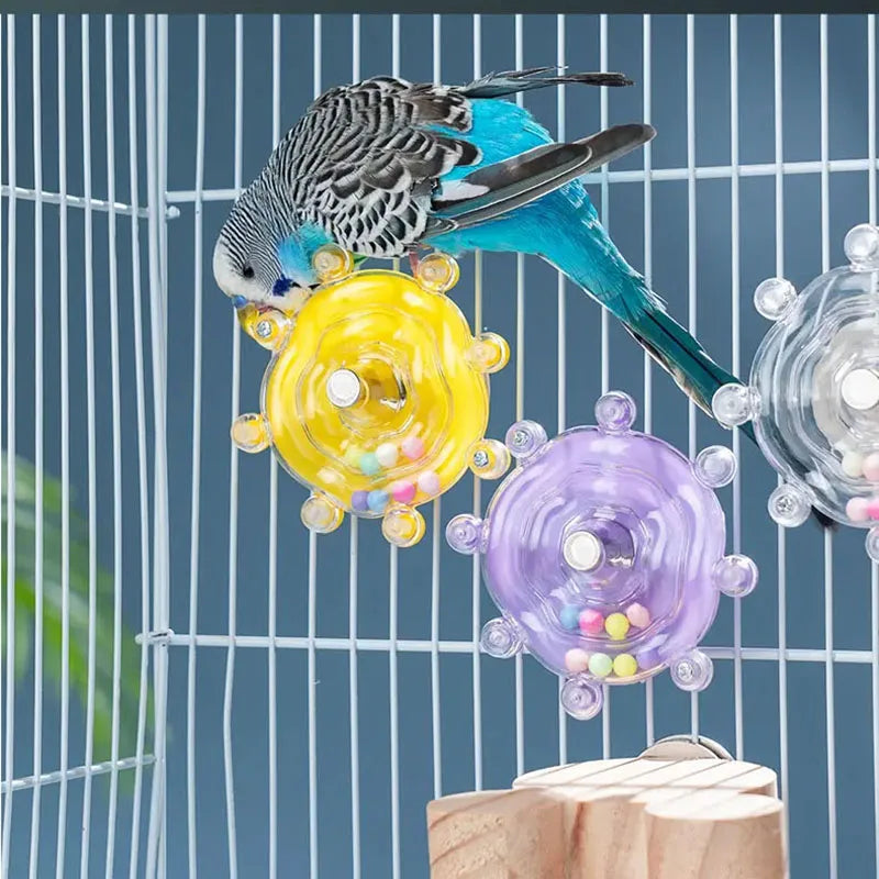 Interactive Parrot Cage Toy – Rotating Treat Dispenser for Mental Stimulation, Foraging & Entertainment, Bird Enrichment Toy