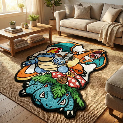 Pokémon Charizard, Blastoise & Venusaur Plush Non-Slip Area Rug – Soft Anime Floor Mat