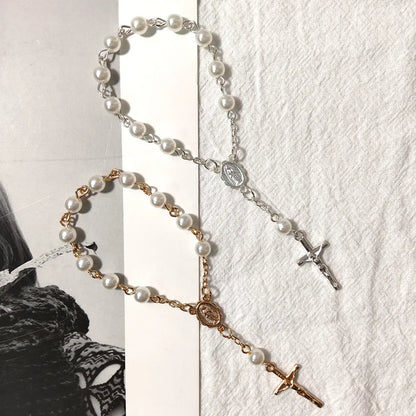 Mini Chapelet Cadeaux de Baptême – Bracelet Chapelet Perles Croix Catholique, Cadeaux Souvenirs Communion & Baptême, Faveurs Religieuses pour Célébrations de Baptême (10-100pcs)