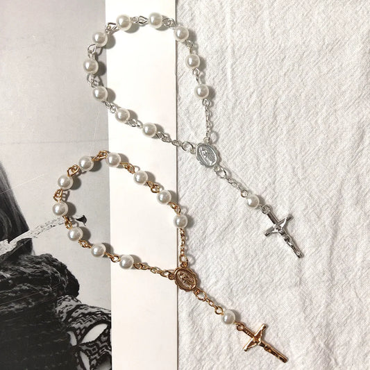 Recuerdos de bautizo de mini rosario – Pulsera de rosario con cruz católica, regalos de recuerdo de primera comunión y bautizo, recuerdos religiosos para celebraciones de bautismo (10-100 unidades)
