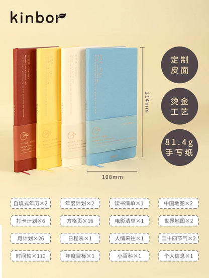 Kinbor Undated Weekly Planner – Portable Daily, Monthly & Schedule Journal Notebook