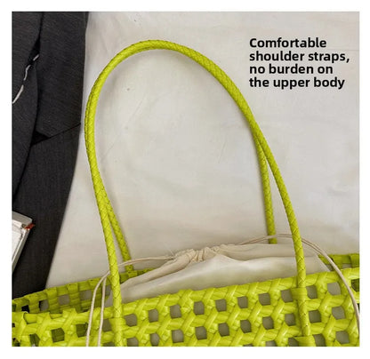 Bolso Cesta de Paja Tejido a Mano para Mujer – Bolso de Hombro de Ratán, Bolso de Playa de Verano para Mujer, Cartera de Viaje de Diseño para Compras, Vacaciones y Salidas Casuales