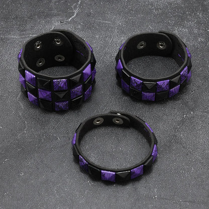 3-Piece Leather Bracelet Set – Wide Rivet Studded Wristbands for Men & Women | Vintage Punk Fashion Jewelry Gift