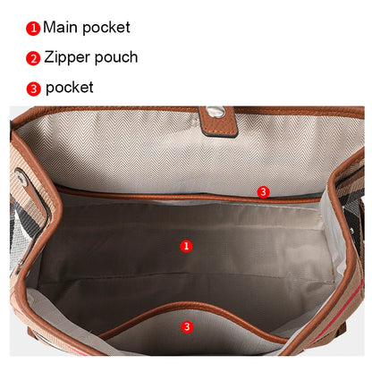 2026 Genuine Leather Backpack for Women & Men – Large-Capacity Lightweight Cowhide Plaid Travel Backpack, Stylish Everyday Daypack