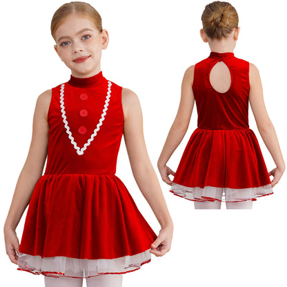Girls' Gingerbread Man Costume Dress Soft Velvet Cookie Princess Tutu for Christmas, Halloween Cosplay, Ballet, Dance, Holiday Parties and Dress-Up Events