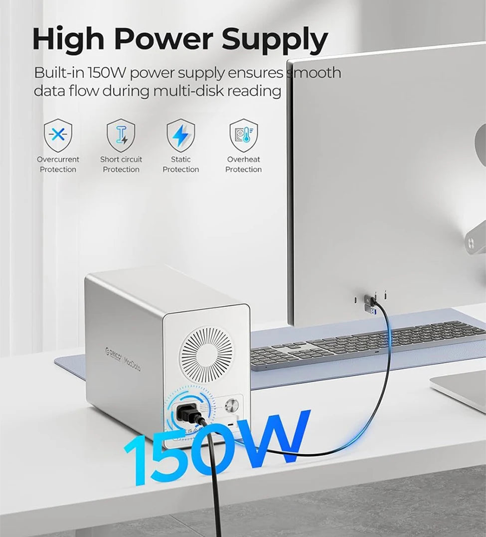 ORICO 4/5 Bay HDD Docking Station – USB 3.2 Type-C 10Gbps SATA Hard Drive Enclosure for 2.5" & 3.5" SSD HDD