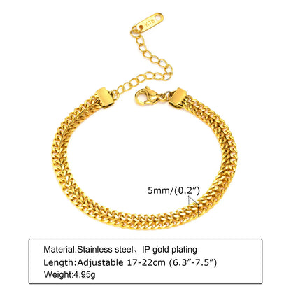 18K Gold Plated Stainless Steel Paperclip Chain Bracelet – Adjustable Twist Link Chunky Stackable Bracelet for Women