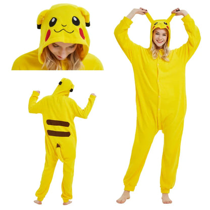 Pokémon Kigurumi Cosplay Onesie – Pikachu, Gengar Anime Jumpsuit for Men & Women (Halloween Party Outfit)