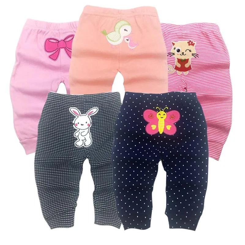 5PCS Unisex Baby Pants – Soft Cotton Knitted Harem Trousers for Boys & Girls, Lightweight Spring Summer Toddler Leggings & Infant Clothing