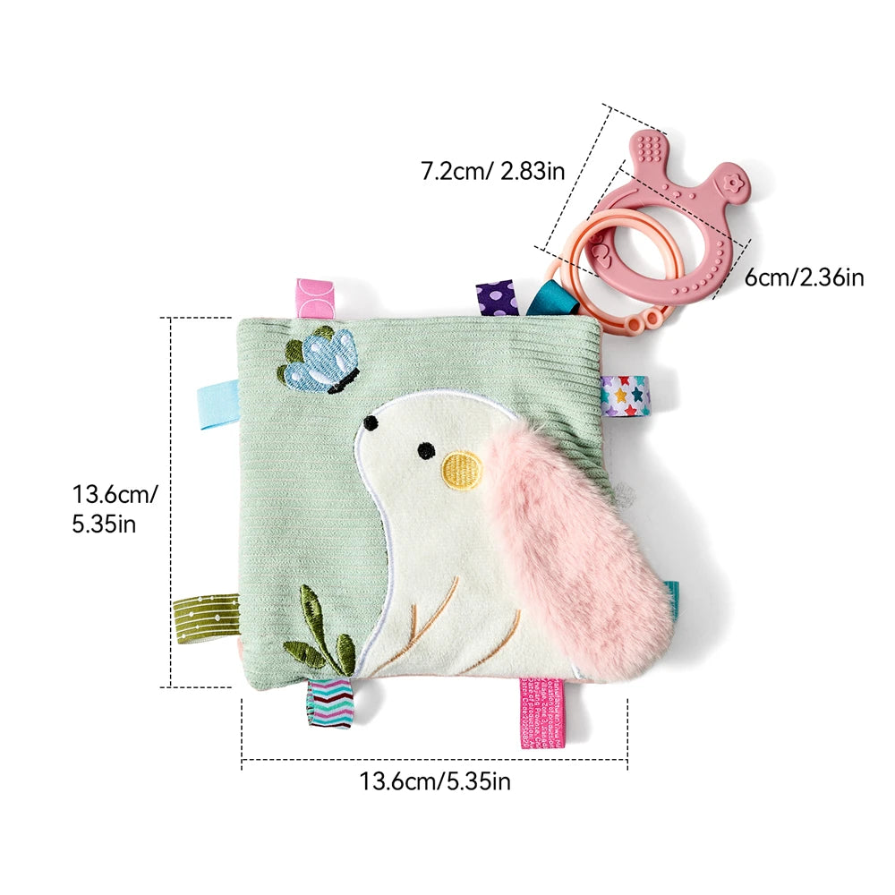 Soft Baby Tissue Box Cloth Book – Plush Sensory Security Blanket Cube with Crinkle Sounds & Mirror, Fine Motor Activity Toy, 9 Styles