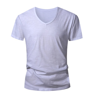 Camiseta 100% algodón para hombre – Suave, manga corta casual, transpirable, top de verano en blanco y negro para uso diario