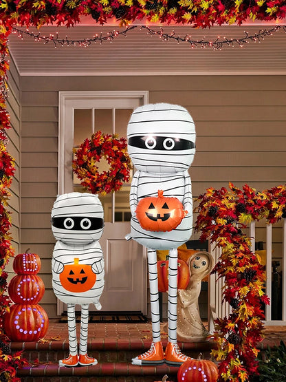 1PC Halloween Mummy Pumpkin Balloon – Spooky Party Decoration for Trick or Treat, Halloween Parties & Festive Home Decor