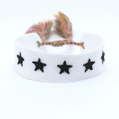 Pulsera de estrella bordada bohemia – Correa de muñeca tejida a mano con borlas para mujer | Regalo de joyería de moda étnica