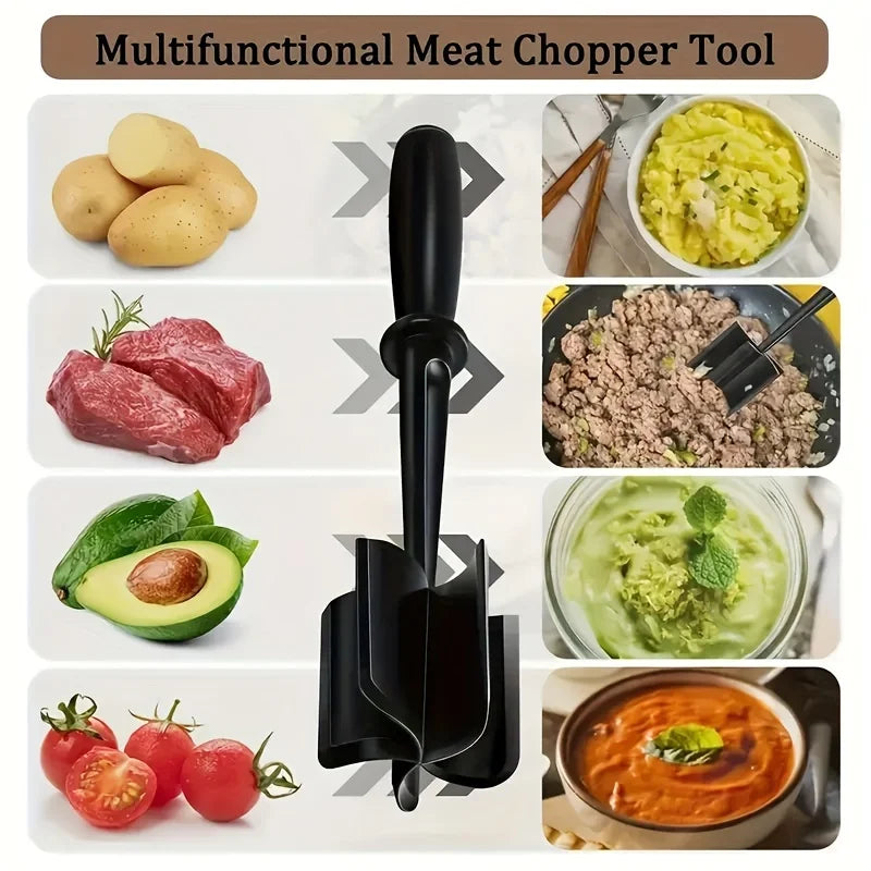 1PC Handheld Meat Chopper & Masher – Manual Kitchen Meat Grinder for Mixing Rice, Mashing Meat & Food Preparation, Compact Cooking Tool