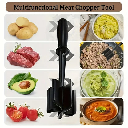 1PC Handheld Meat Chopper & Masher – Manual Kitchen Meat Grinder for Mixing Rice, Mashing Meat & Food Preparation, Compact Cooking Tool