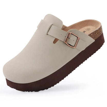 Zuecos de ante Crestar Cork – Zapatillas tipo mules unisex antideslizantes con soporte para el arco del pie