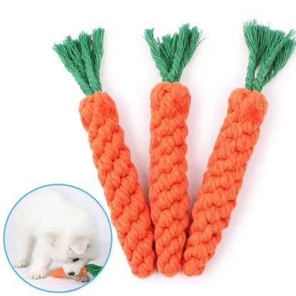 Juguete de cuerda con forma de zanahoria para perros, de algodón duradero, para masticar, para cachorros y perros, para limpiar los dientes, resistente a las mordeduras