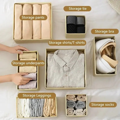 Juego de organizadores plegables de ropa interior de 6/12 piezas – Cajas de almacenamiento para cajones para sujetadores, calcetines, ropa interior y organización de armarios