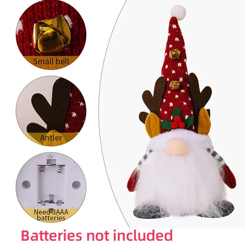1–3PCS Christmas Gnome Reindeer Decorations 2026 – LED Glowing Gnome Doll Night Light for Xmas Tree, Home Decor, Gifts & New Year 2027
