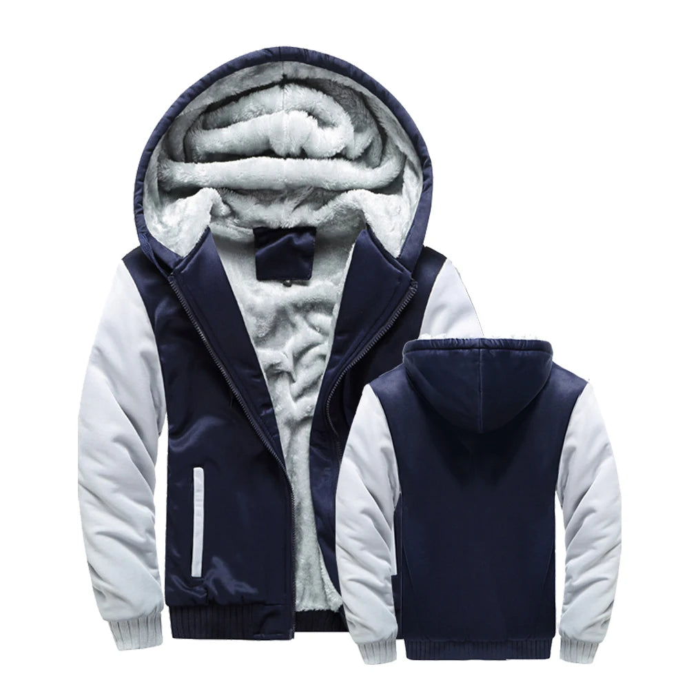 Men’s Thick Fleece Winter Jacket – Warm Zip-Up Hooded Coat, Long-Sleeve Casual Sportswear & Outdoor Outerwear