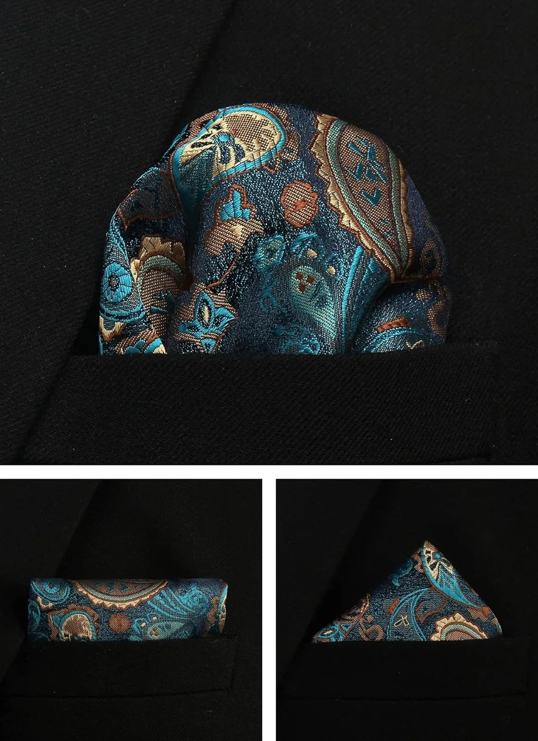 Corbata de seda 100% con diseño floral de Paisley para hombre con pañuelo de bolsillo, pasador de corbata y gemelos en caja de regalo