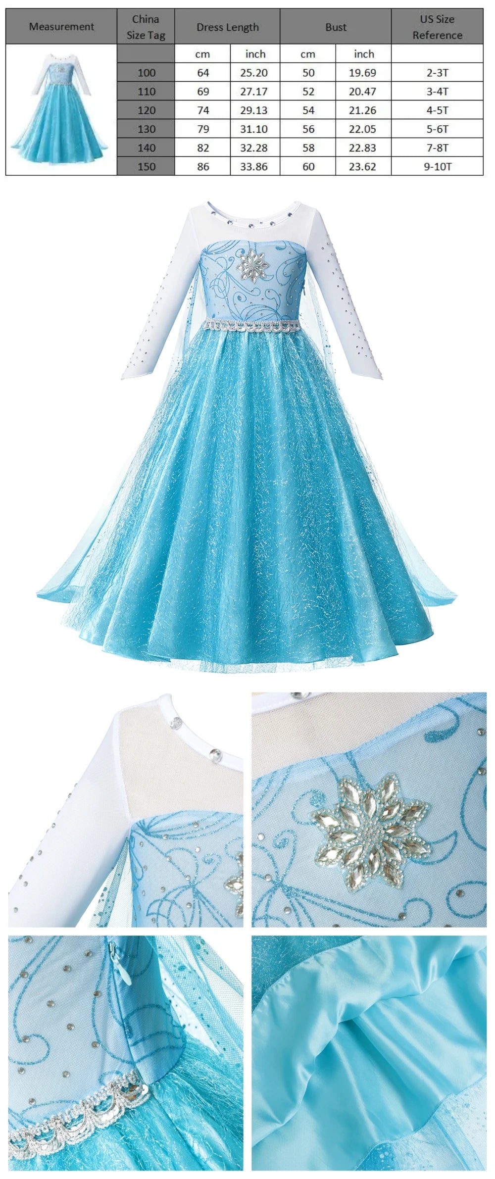 Vestido de disfraz de princesa para niña – Traje de fiesta de cuento de hadas para Halloween, carnaval y regalos de cumpleaños