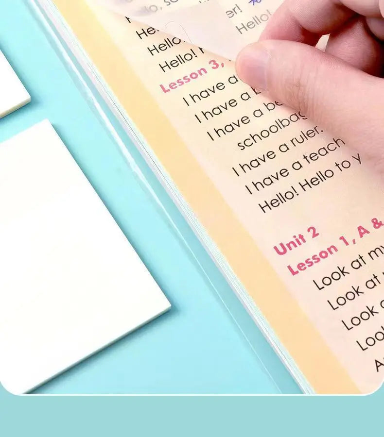 50 Sheets Transparent Waterproof Sticky Notes – Self-Adhesive Memo Pad, Clear Marker Labels for School, Office, Journaling & Stationery Use
