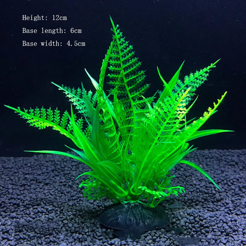Artificial Underwater Aquarium Plants – Plastic Aquatic Fake Shrubs & Green Water Grass for Fish Tank Landscaping, Realistic Simulated Decor