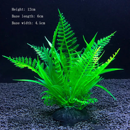 Artificial Underwater Aquarium Plants – Plastic Aquatic Fake Shrubs & Green Water Grass for Fish Tank Landscaping, Realistic Simulated Decor