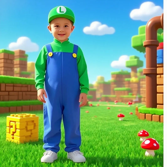 Disfraz de fontanero: mono infantil para niños y niñas, ideal para obras de teatro, cosplay de anime y fiestas divertidas.
