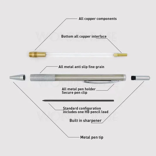 Portaminas Metálico de 0.3/0.5/0.7/0.9/1.3/2.0/3.0 mm – Lápiz de Dibujo de Precisión para Bocetar, Dibujar, Pintar, Arte, Oficina y Material Escolar