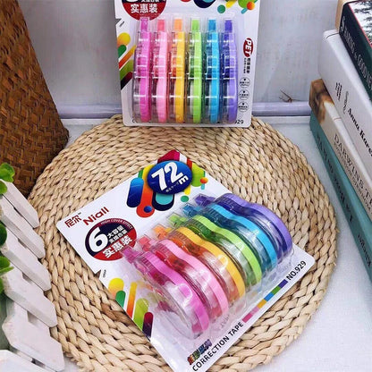 Juego de 6 Cintas Correctoras Kawaii – Cinta Correctora Bonita para Escuela, Oficina, Reparación de Errores de Escritura y Artículos de Papelería