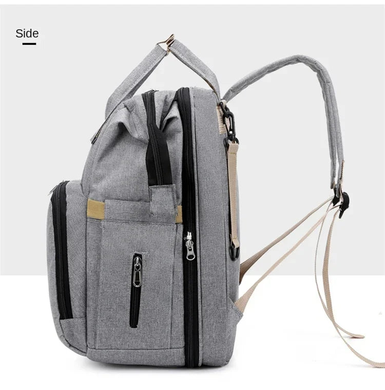 Sac à langer de grande capacité pour bébés avec matelas à langer – Sac à langer de maternité imperméable pour mamans avec rangement pour biberons et lit de bébé