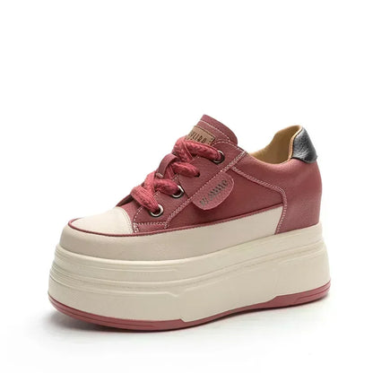 Zapatillas deportivas de mujer con cuña oculta, plataforma de 9 cm, calzado grueso cómodo e informal para caminar