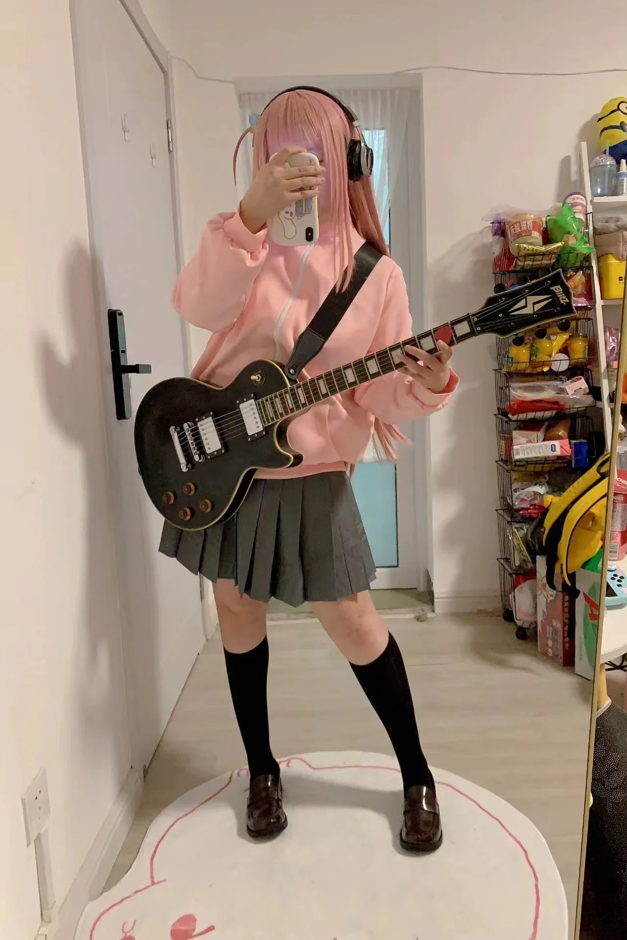 Bocchi the Rock! Cosplay Costume – Hitori Gotou / Ryou Yamada / Nijika Ijichi Pink School Uniform Set (Women’s Halloween Outfit)