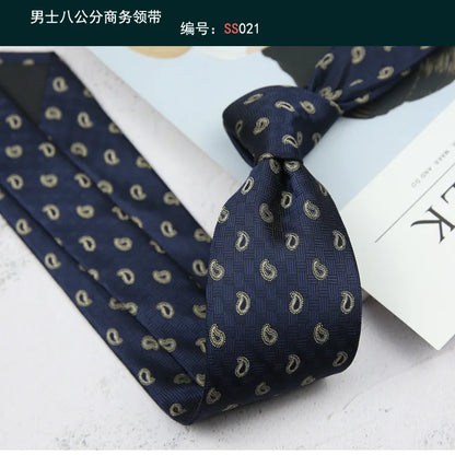 Corbata de hombre de 8 cm con rayas tejidas, formal de negocios para bodas, oficina y fiestas
