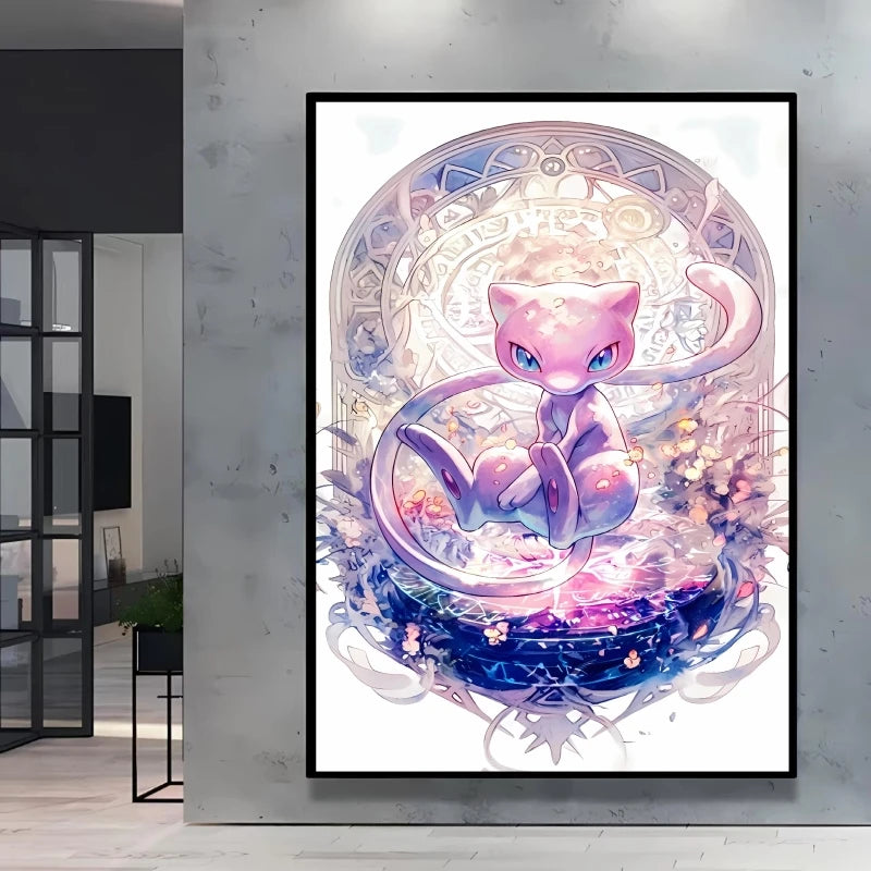 Pokémon Bulbasaur & Pikachu Canvas Wall Art – Bright Garden Themed Cartoon Home Living Room Decor