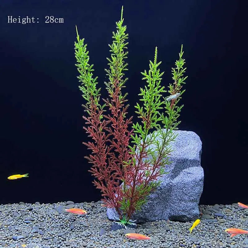 Artificial Underwater Aquarium Plants – Plastic Aquatic Fake Shrubs & Green Water Grass for Fish Tank Landscaping, Realistic Simulated Decor