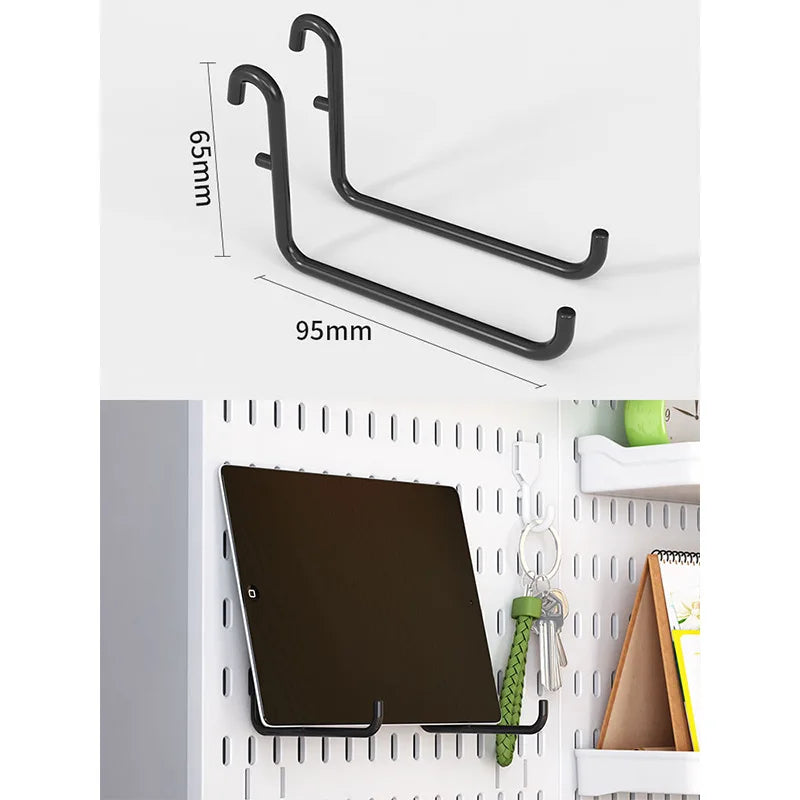Organizador de pared de tablero perforado sin taladros – Panel de almacenamiento modular con estantes y accesorios para cocina, baño y sala de juegos