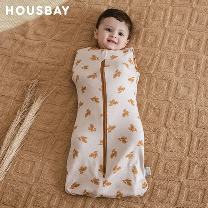 Gigoteuse Bébé 100 % Coton – Doux Sac de Couchage sans Manches pour Nouveau-né avec Fermeture Éclair Bidirectionnelle pour l'Été et les Changements de Couches Faciles