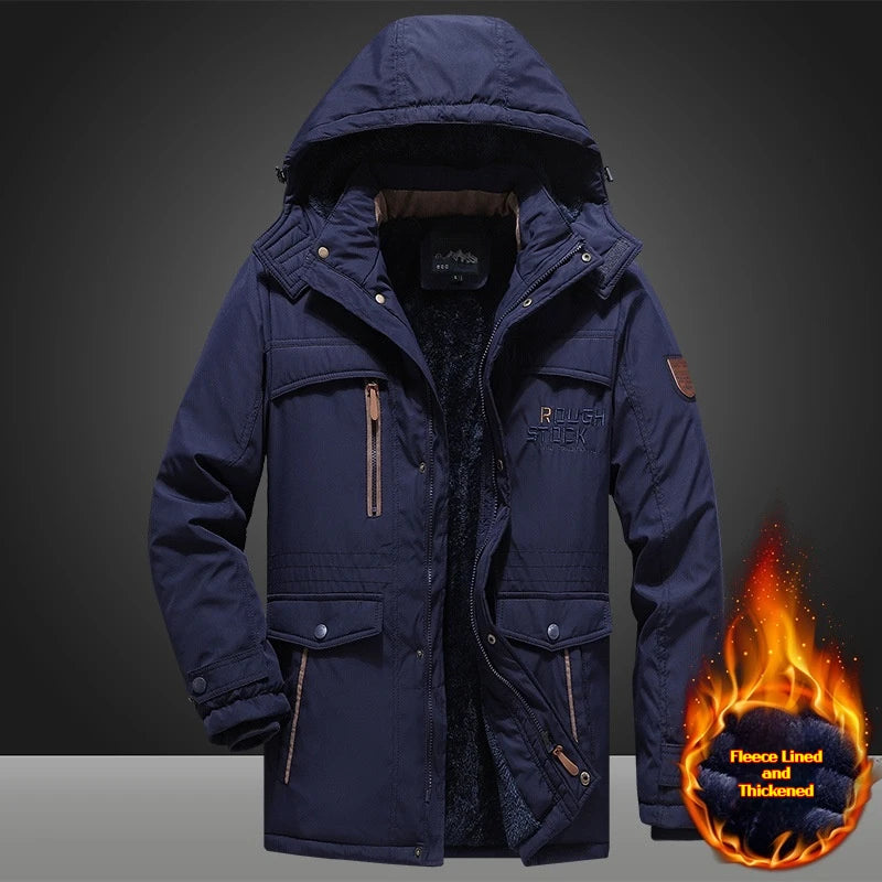 Men’s Winter Padded Parka Jacket – Thick Warm Hooded Coat, Windproof Long-Sleeve Thermal Outerwear for Outdoor Wear