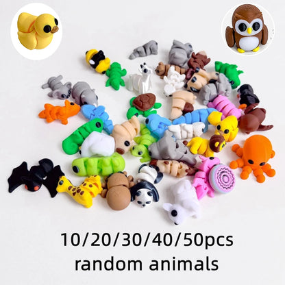 10/50 unidades de figuras de mini animales impresas en 3D – Modelos de simulación de dibujos animados móviles, juguetes coleccionables bonitos, decoración de escritorio y set de regalo de cumpleaños