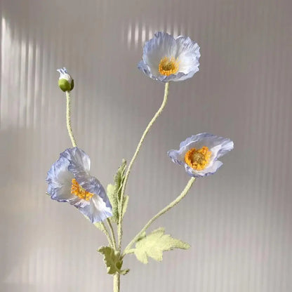 4 Heads Artificial Poppy Bouquet – Realistic Faux Flowers for Home Décor, Garden, Wedding Decoration, Party Arrangements & DIY Floral Projects