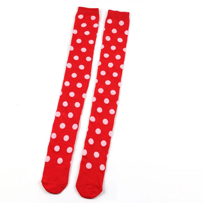 Thigh High Socks Women Over Knee Striped Polka Dot Stockings Black White Pink Lolita Cosplay Harajuku Y2K Kawaii