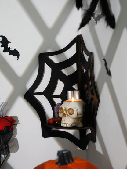 Spider Web Corner Floating Shelf, Gothic Wall-Mounted Crystal Display Shelf, Halloween Decoration, Kitchen and Home Wall Decor