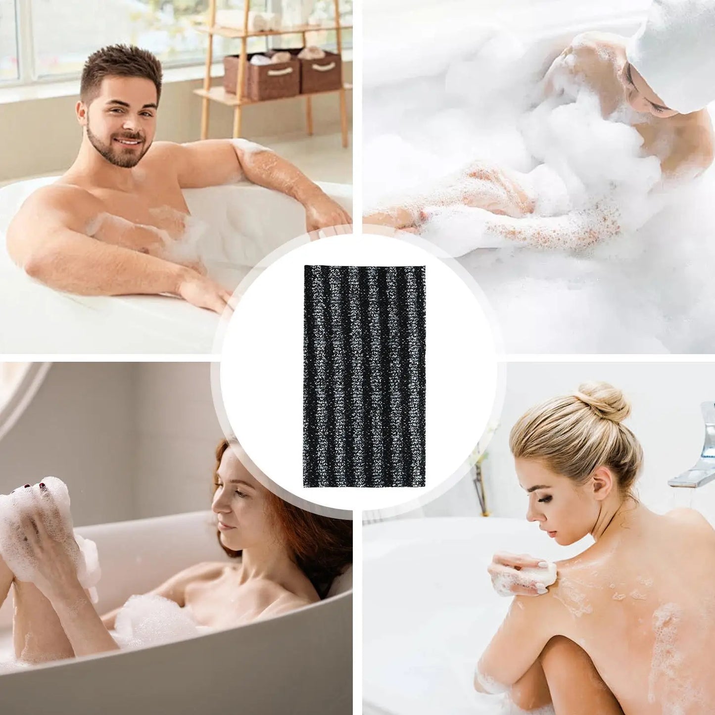 Toalla de baño exfoliante – Estropajo de espalda para el cuerpo, paño de lavado, esponja de ducha suave para limpieza profunda, exfoliación de la piel y accesorios de baño