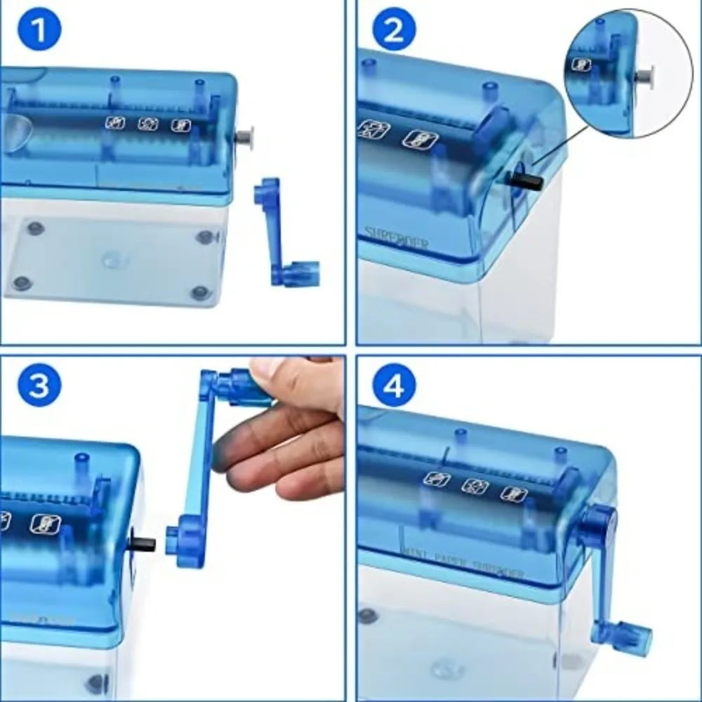 Mini Manual Paper Shredder – ABS Hand-Crank Document Shredder with Transparent Design, Eco-Friendly Portable Cutting Tool for Home & Office